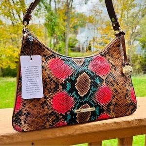 Brahmin Esme Shoulder Bag Multi Caladesi Python Print Leather NWT
